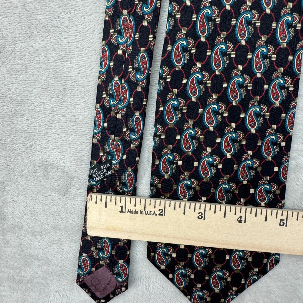 Christian Dior Tie Mens 3.5 Black Paisley Silk Vintage Formal Designer Accessory